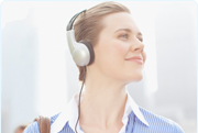 Picture of a woman with headphones on